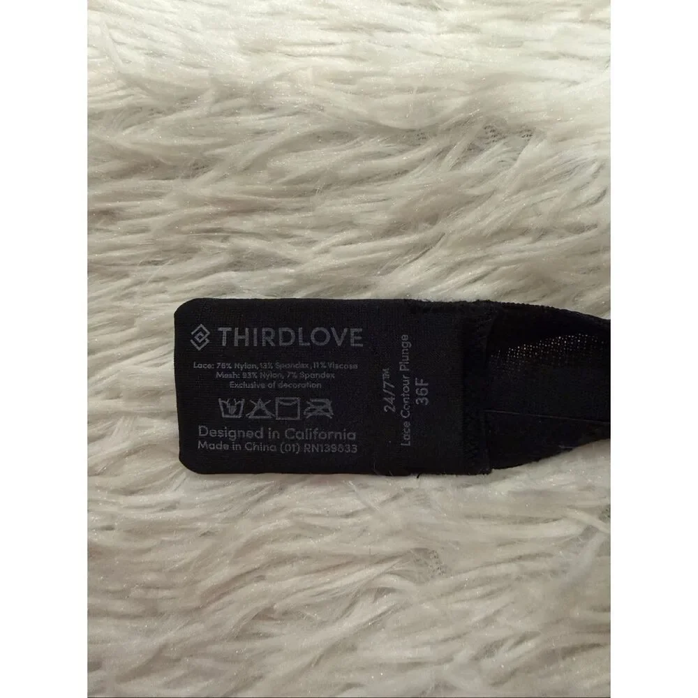 Thirdlove 24/7 Lace Contour Plunge Bra in Black Beige 36F